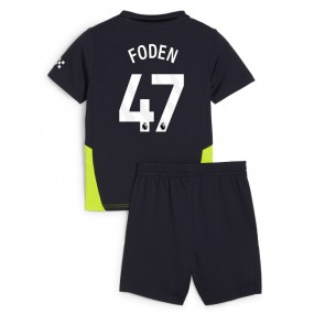 Manchester City Phil Foden #47 Borta Kläder Barn 2024-25 Kortärmad (+ Korta byxor)